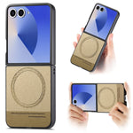 For Samsung Galaxy Z Flip7 5G Magnetic Case Denim Texture Leather + PC Shockproof Phone Cover