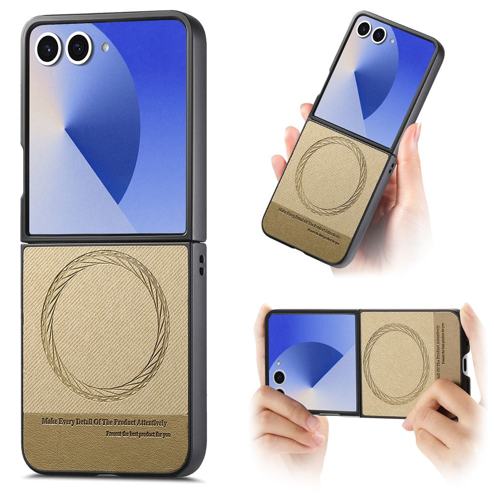 For Samsung Galaxy Z Flip7 5G Magnetic Case Denim Texture Leather + PC Shockproof Phone Cover