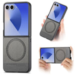 For Samsung Galaxy Z Flip7 5G Magnetic Case Denim Texture Leather + PC Shockproof Phone Cover