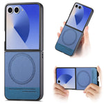 For Samsung Galaxy Z Flip7 5G Magnetic Case Denim Texture Leather + PC Shockproof Phone Cover