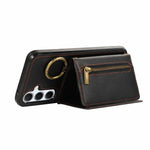 For Samsung Galaxy S25  /  S24 Leather Back Cover Zipper Wallet Kickstand Phone Case with Shoulder Strap