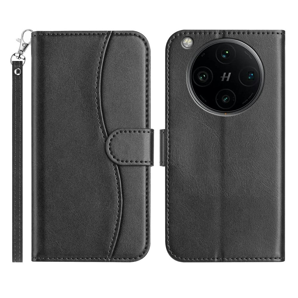 Stand Case for Oppo Find X8 Pro 5G PU Leather Wallet Phone Cover S Shape Stitching Design with Strap