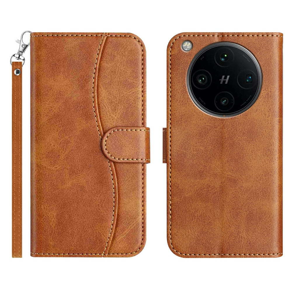 Stand Case for Oppo Find X8 Pro 5G PU Leather Wallet Phone Cover S Shape Stitching Design with Strap