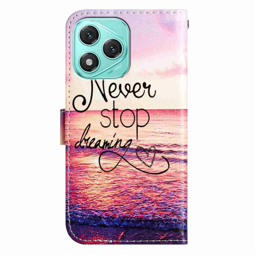 Pung Etui til Honor 400 Lite 5G Printet Mønster PU Læder Stander Telefon Cover med Rem