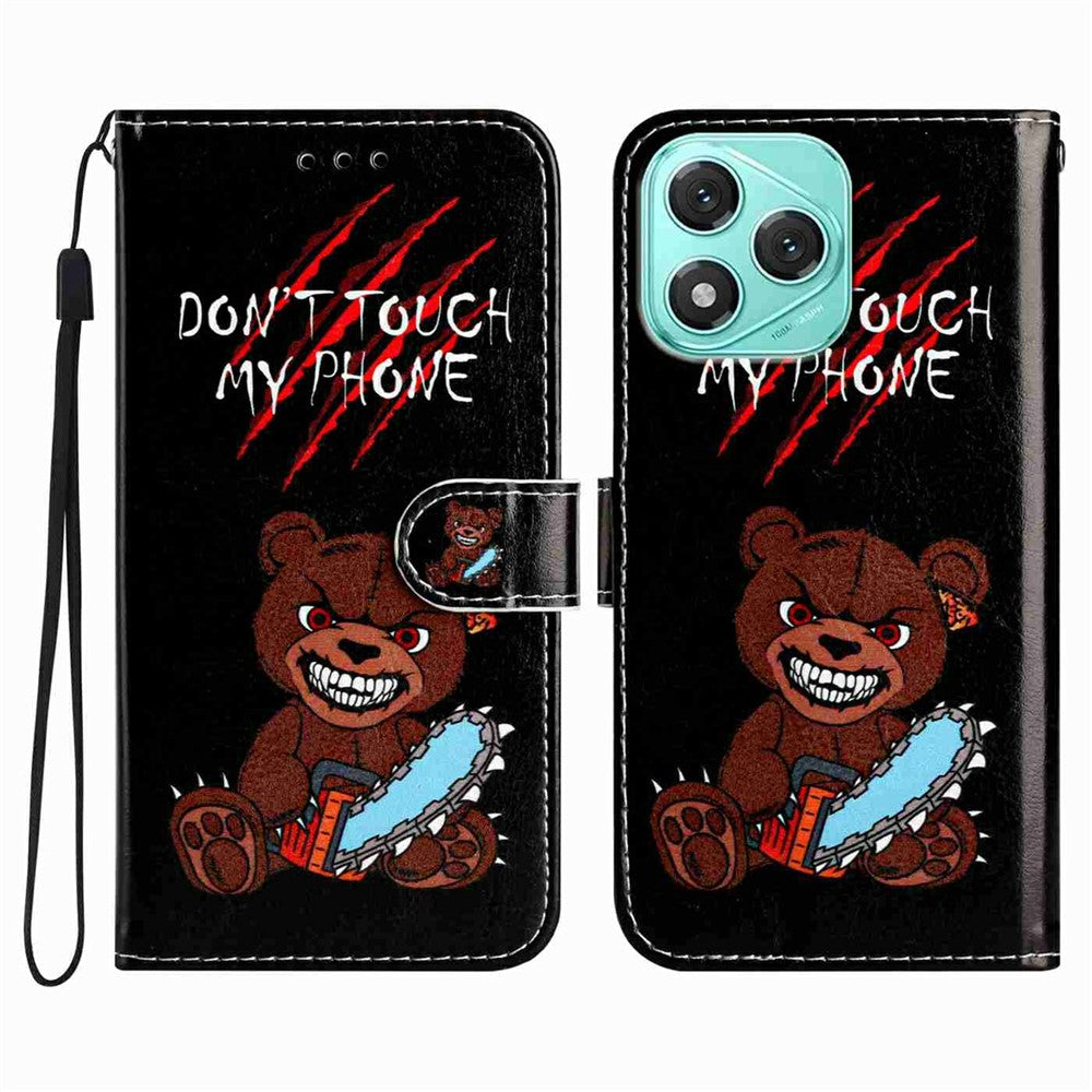 Wallet Case for Honor 400 Lite 5G Printed Pattern PU Leather Stand Phone Cover with Strap