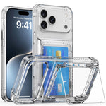 Til iPhone 18 Pro / 17 Pro Gennemsigtigt Cover PC + TPU Telefoncover med Kortholder og Støttefod