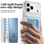 Til iPhone 18 Pro / 17 Pro Gennemsigtigt Cover PC + TPU Telefoncover med Kortholder og Støttefod