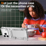 Til iPhone 18 Pro / 17 Pro Gennemsigtigt Cover PC + TPU Telefoncover med Kortholder og Støttefod