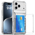Til iPhone 18 Pro / 17 Pro Gennemsigtigt Cover PC + TPU Telefoncover med Kortholder og Støttefod