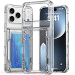 Til iPhone 18 Pro / 17 Pro Gennemsigtigt Cover PC + TPU Telefoncover med Kortholder og Støttefod