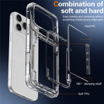 Til iPhone 18 Pro / 17 Pro Gennemsigtigt Cover PC + TPU Telefoncover med Kortholder og Støttefod