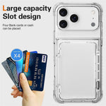 Til iPhone 18 Pro / 17 Pro Gennemsigtigt Cover PC + TPU Telefoncover med Kortholder og Støttefod