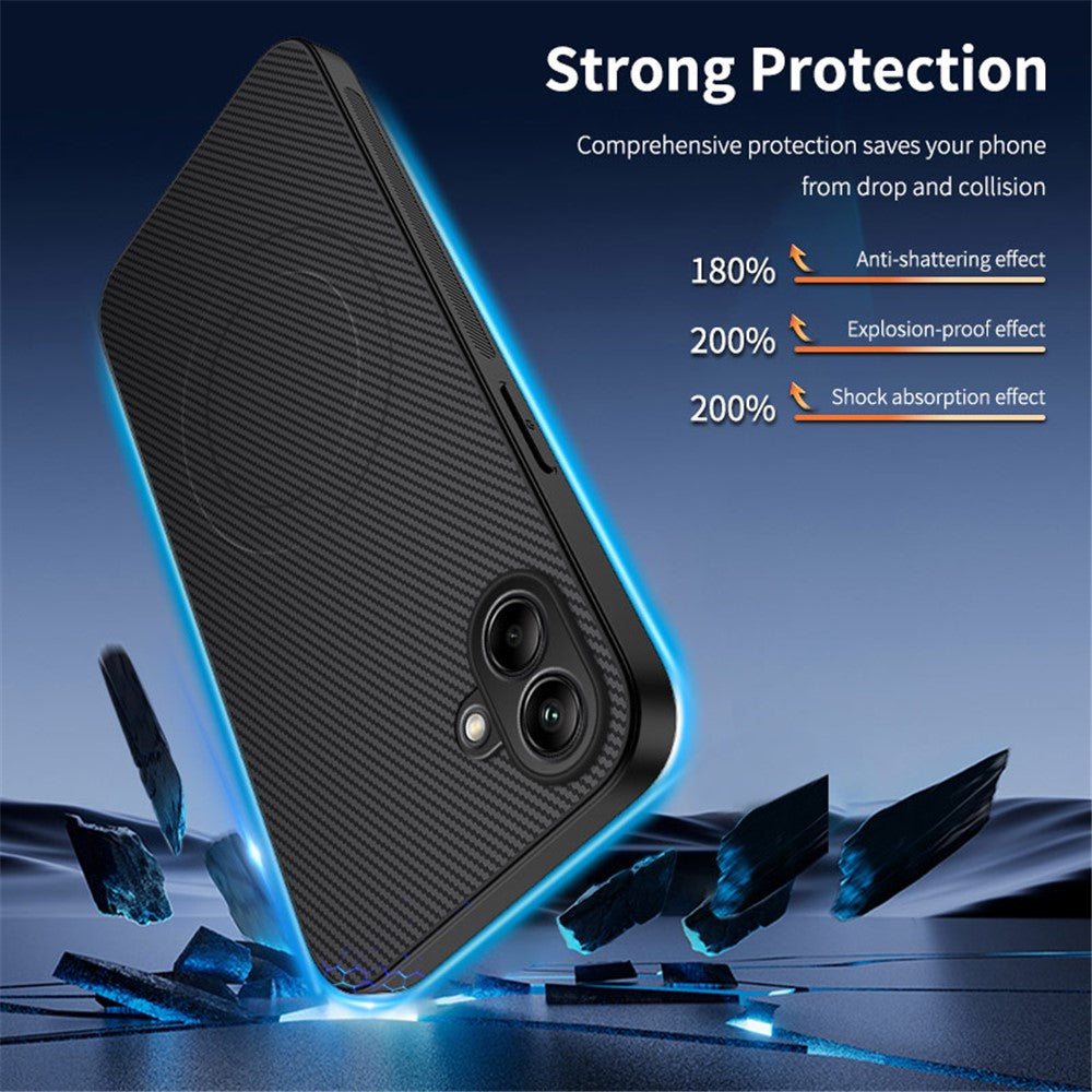 WANLONFENG magnetisk etui til Samsung Galaxy A08 4G / A07 4G / A07s 4G TQ-serien, mobilcover i PC og TPU med kulfiberstruktur
