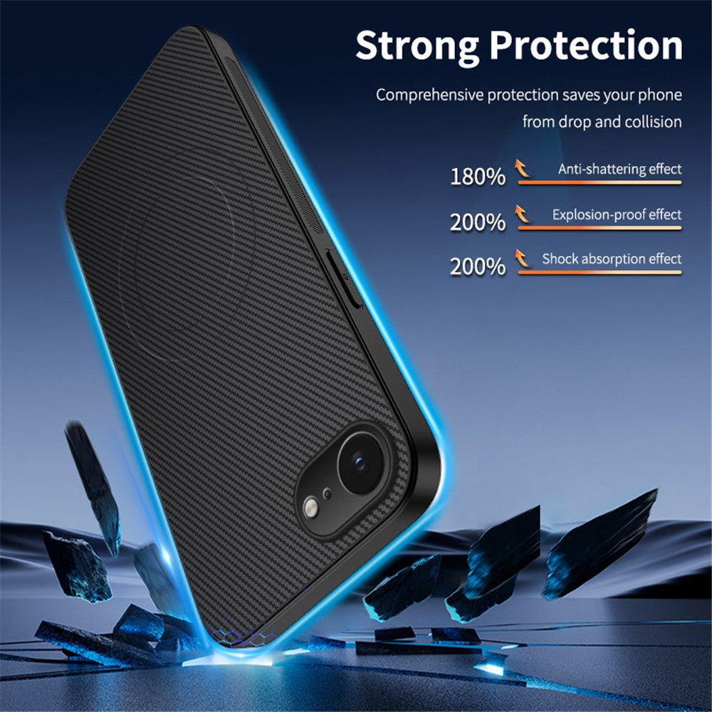 WANLONFENG For iPhone 17e / 16e Case Compatible with MagSafe  TQ Series Carbon Fiber Texture PC TPU Phone Cover