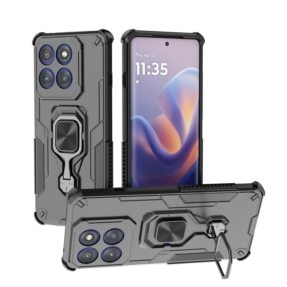 WANLONFENG til Motorola Edge 60 Pro 5G cover PC TPU Bagside Kickstand med hærdet glas