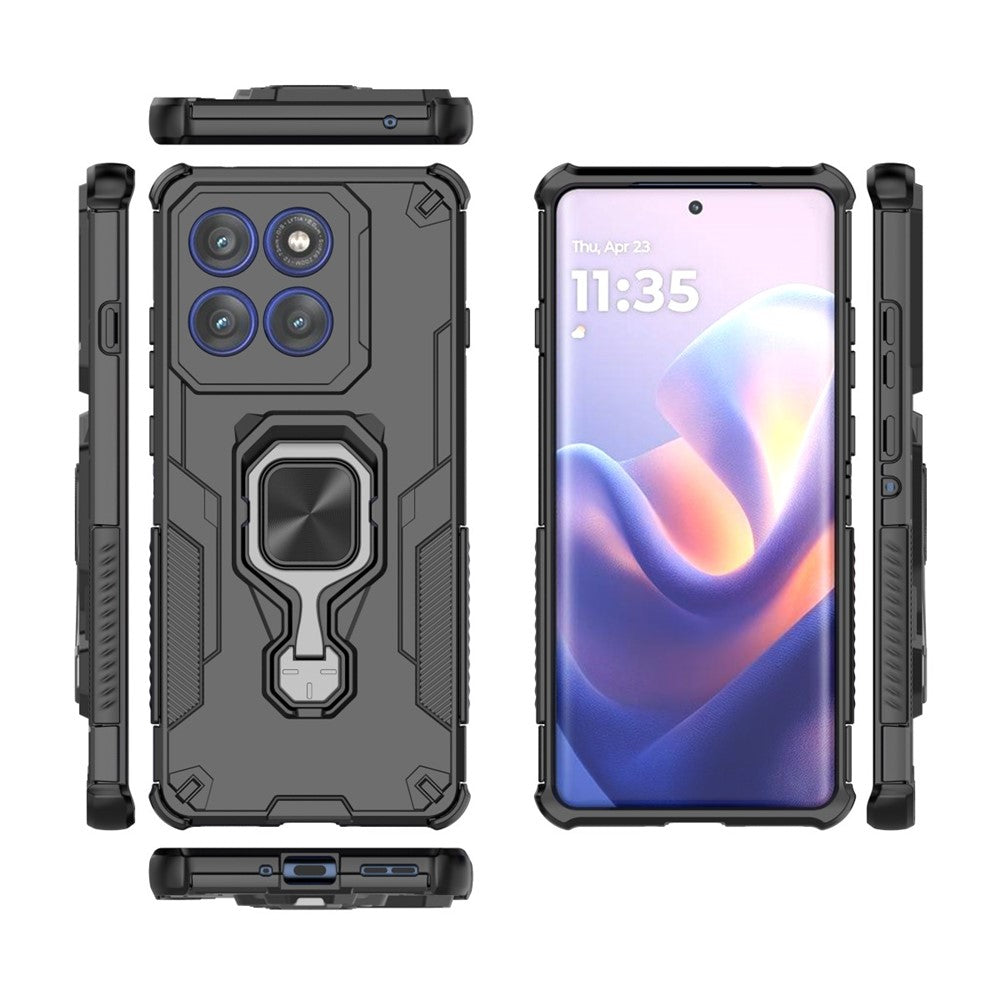WANLONFENG til Motorola Edge 60 Pro 5G cover PC TPU Bagside Kickstand med hærdet glas