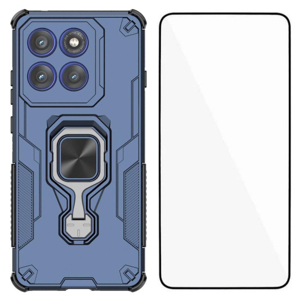 WANLONFENG til Motorola Edge 60 Pro 5G cover PC TPU Bagside Kickstand med hærdet glas