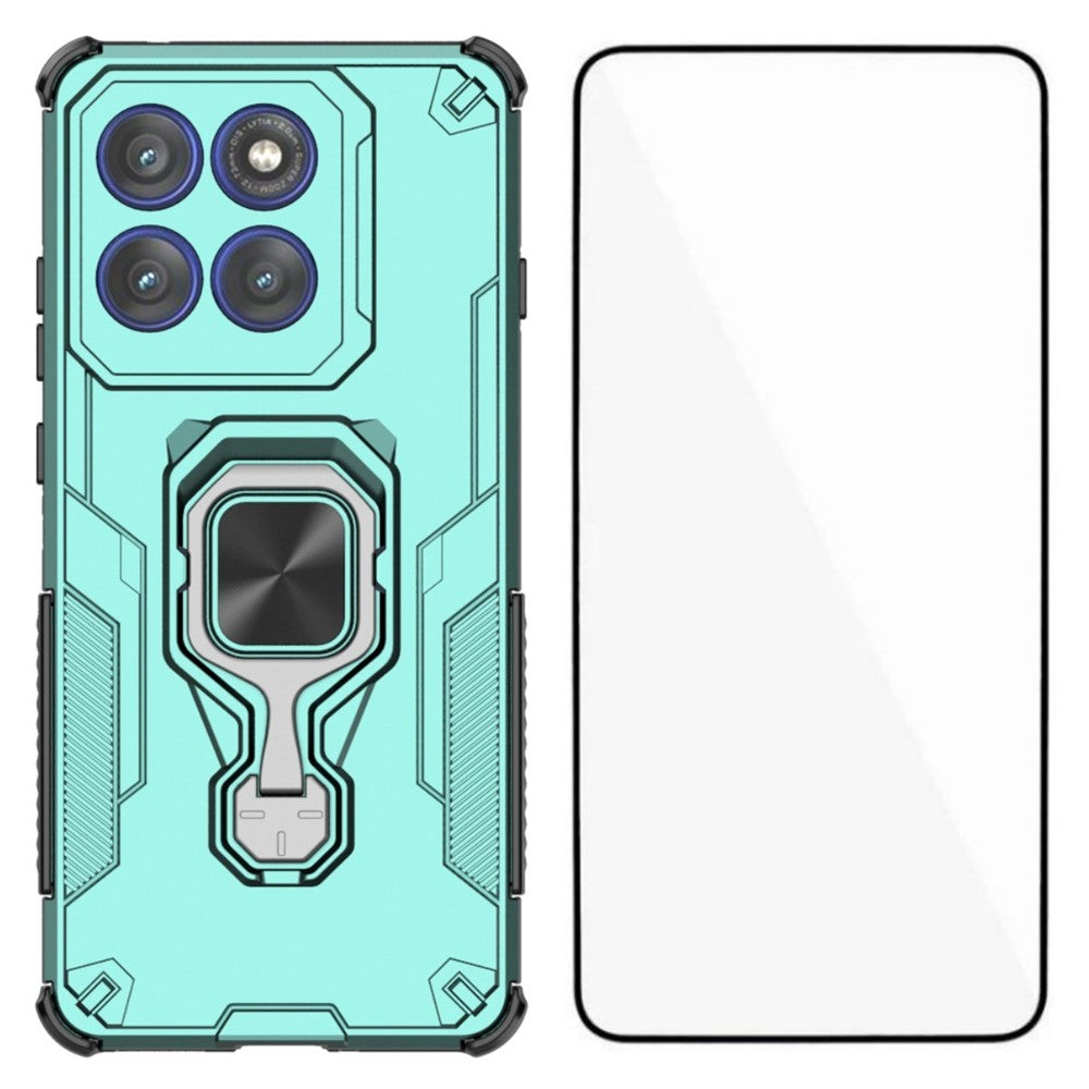 WANLONFENG til Motorola Edge 60 Pro 5G cover PC TPU Bagside Kickstand med hærdet glas