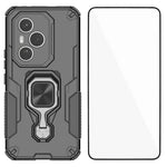 WANLONFENG For Honor 400 Pro 5G (Global) Phone Case  PC TPU Back Cover Kickstand with Tempered Glass