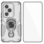WANLONFENG For Honor 400 Pro 5G (Global) Phone Case  PC TPU Back Cover Kickstand with Tempered Glass