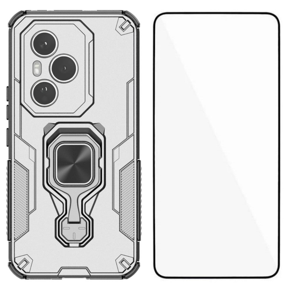 WANLONFENG For Honor 400 Pro 5G (Global) Phone Case  PC TPU Back Cover Kickstand with Tempered Glass
