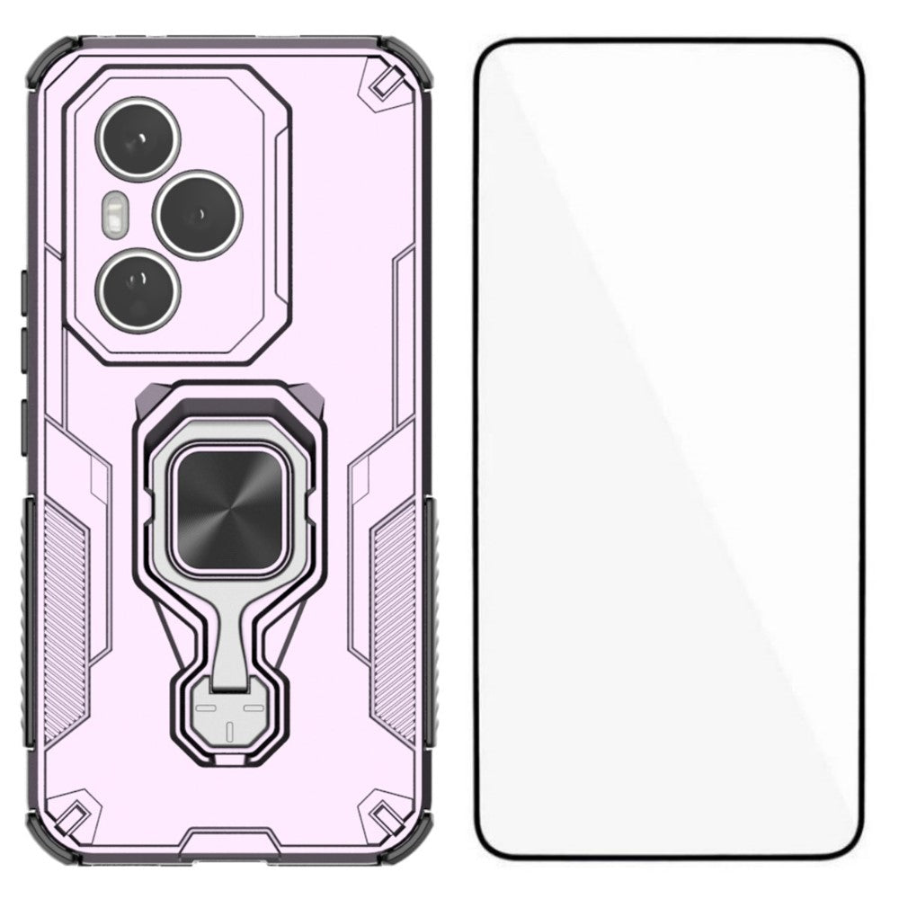 WANLONFENG For Honor 400 Pro 5G (Global) Phone Case  PC TPU Back Cover Kickstand with Tempered Glass