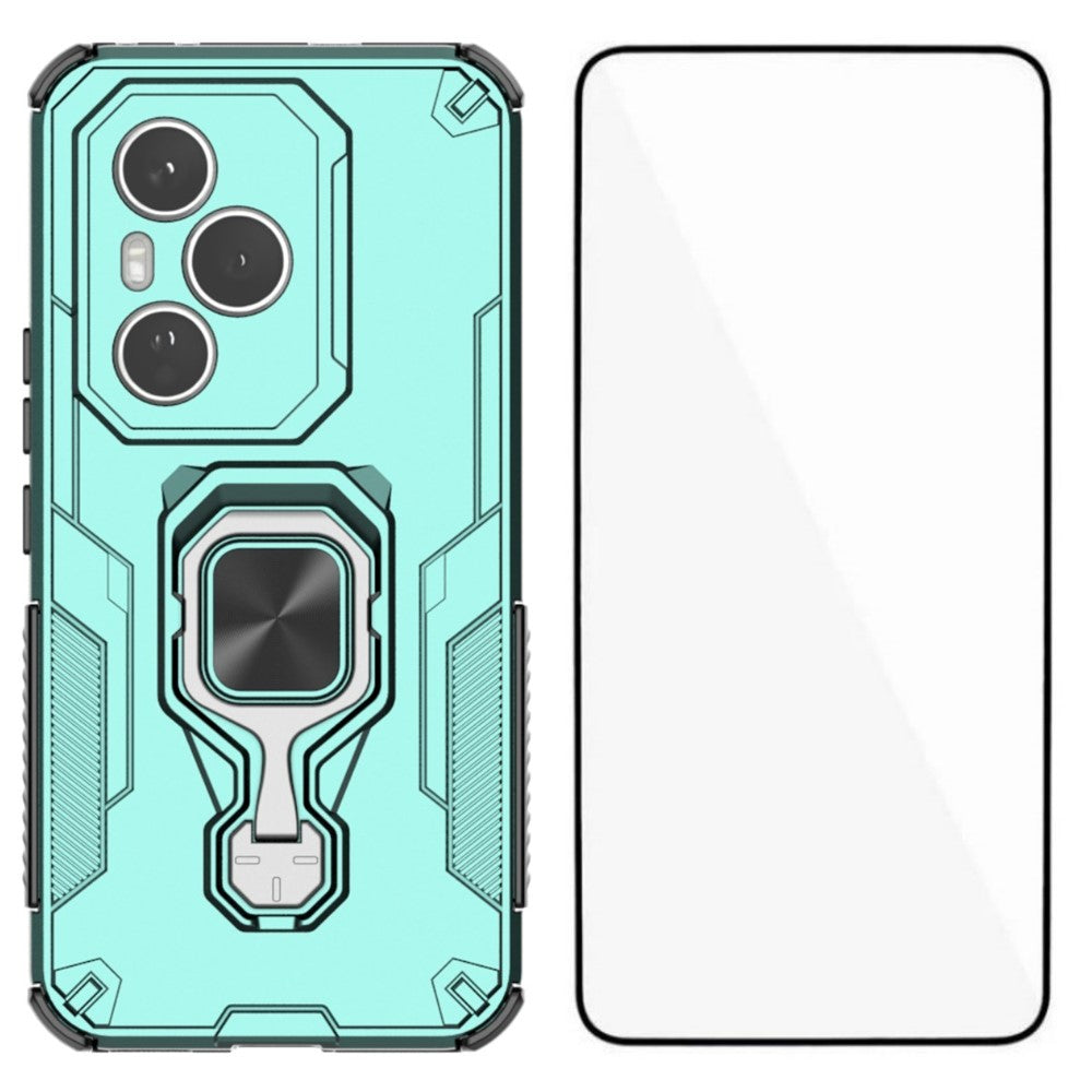 WANLONFENG For Honor 400 Pro 5G (Global) Phone Case  PC TPU Back Cover Kickstand with Tempered Glass