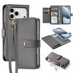 DUX DUCIS Til iPhone 17 Pro Etui Lawa Series Aftageligt Magnetisk Koskind Læder Cover Lynlås Tegnebog