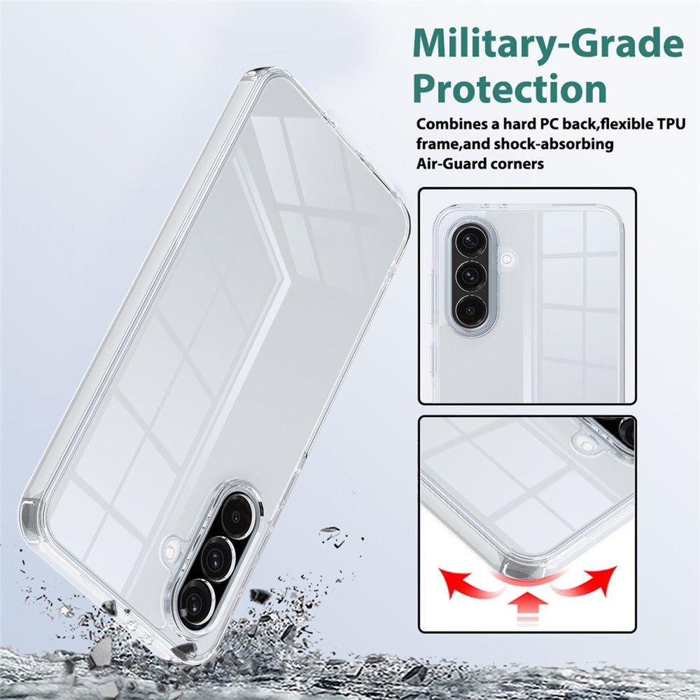 Gennemsigtigt mobilcover i TPU+akryl til Samsung Galaxy M17 5G / F17 5G / A18 4G / A18 5G / A17 5G / A17 4G, stødsikkert cover til bagsiden