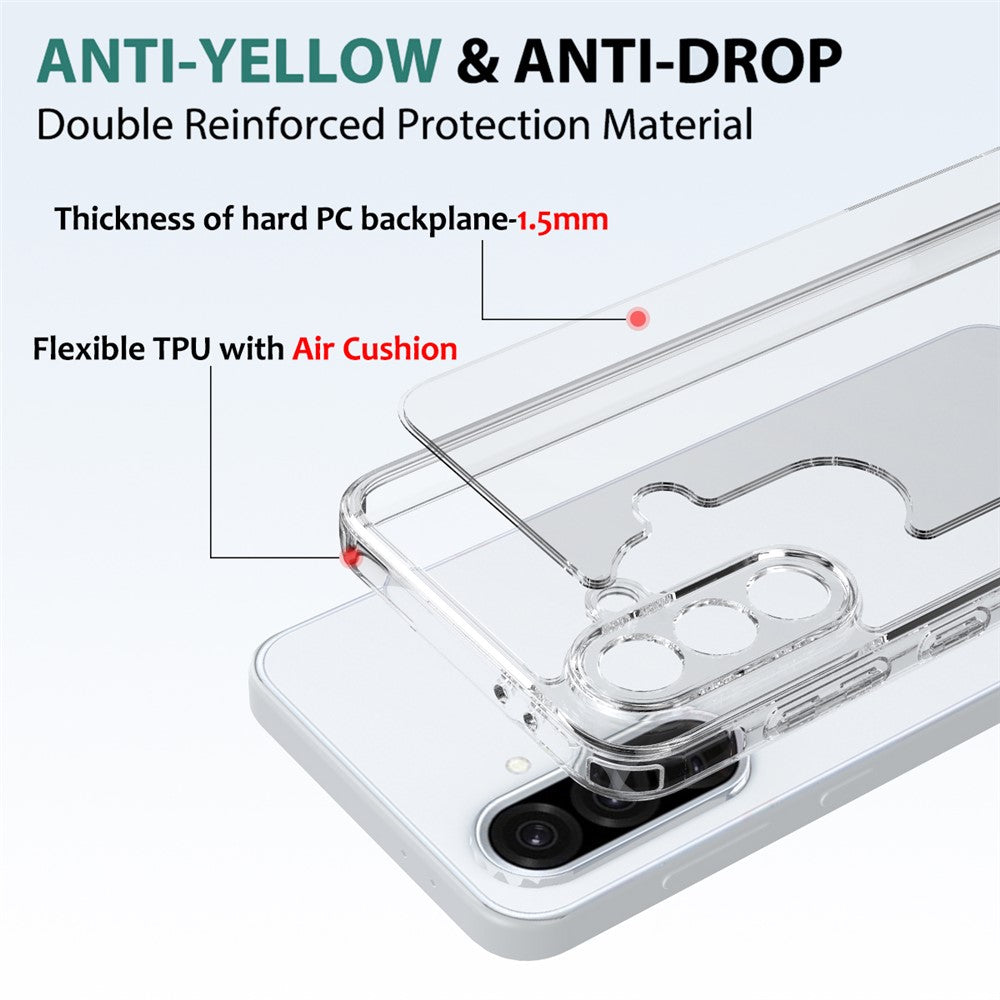 Gennemsigtigt mobilcover i TPU+akryl til Samsung Galaxy M17 5G / F17 5G / A18 4G / A18 5G / A17 5G / A17 4G, stødsikkert cover til bagsiden