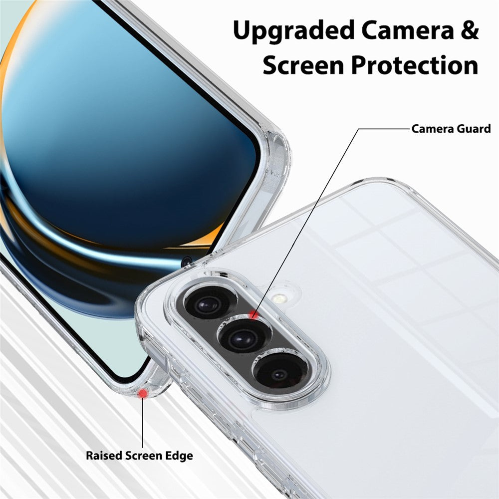 Gennemsigtigt mobilcover i TPU+akryl til Samsung Galaxy M17 5G / F17 5G / A18 4G / A18 5G / A17 5G / A17 4G, stødsikkert cover til bagsiden