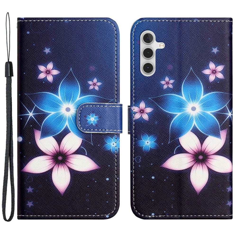 Samsung Galaxy A14 5G / A14 4G Korsstruktur PU-lädermobilskal 3D-mönstertryck Stativplånbok Stötsäkert fodral