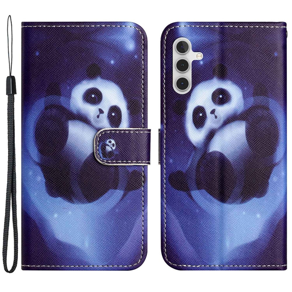 Samsung Galaxy A14 5G / A14 4G Korsstruktur PU-lädermobilskal 3D-mönstertryck Stativplånbok Stötsäkert fodral