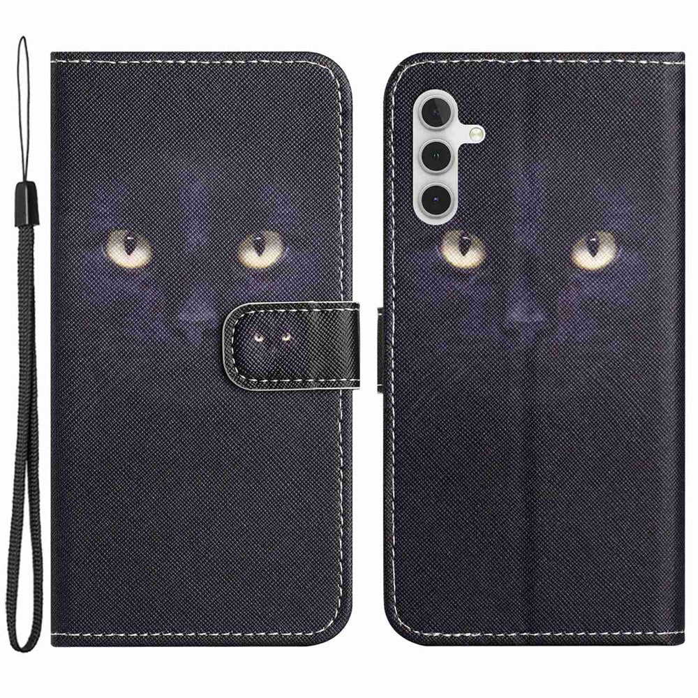 Samsung Galaxy A14 5G / A14 4G Korsstruktur PU-lädermobilskal 3D-mönstertryck Stativplånbok Stötsäkert fodral