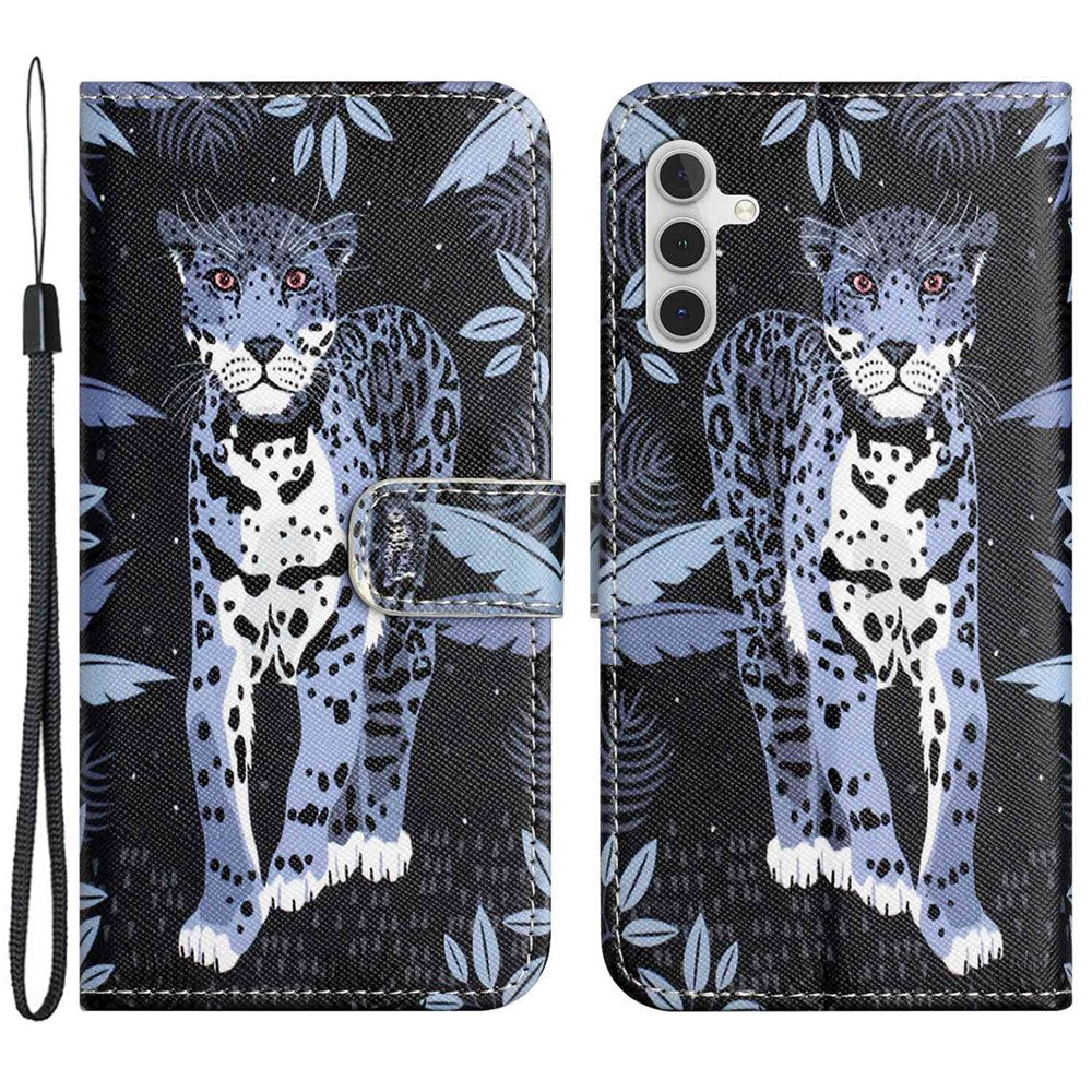 Samsung Galaxy A14 5G / A14 4G Korsstruktur PU-lädermobilskal 3D-mönstertryck Stativplånbok Stötsäkert fodral