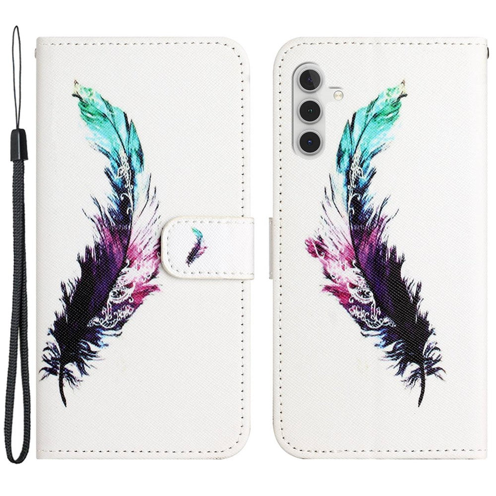 Samsung Galaxy A14 5G / A14 4G Korsstruktur PU-lädermobilskal 3D-mönstertryck Stativplånbok Stötsäkert fodral