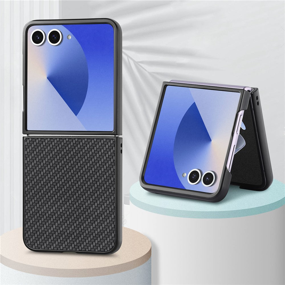 For Samsung Galaxy Z Flip7 5G Case Carbon Fiber Texture PU+PC+TPU Phone Back Cover