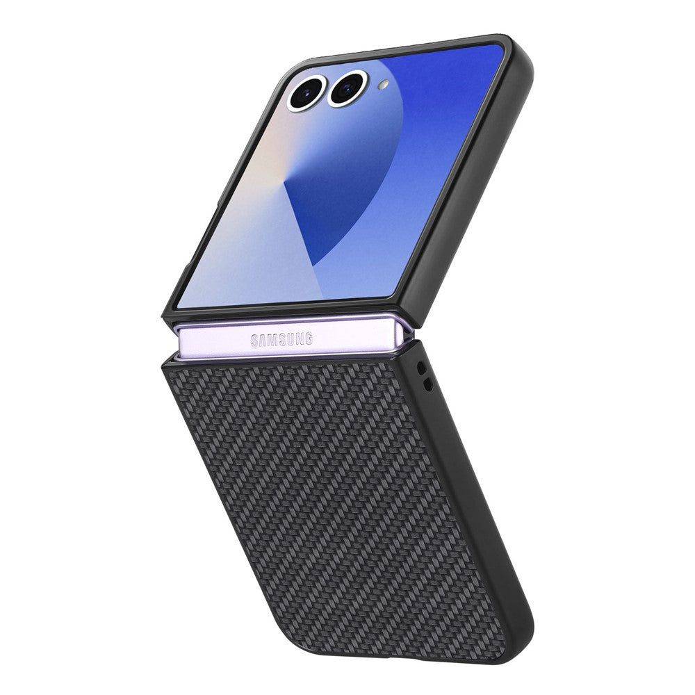 For Samsung Galaxy Z Flip7 5G Case Carbon Fiber Texture PU+PC+TPU Phone Back Cover