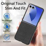 For Samsung Galaxy Z Flip7 5G Case Carbon Fiber Texture PU+PC+TPU Phone Back Cover
