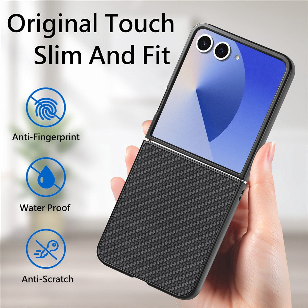 For Samsung Galaxy Z Flip7 5G Case Carbon Fiber Texture PU+PC+TPU Phone Back Cover