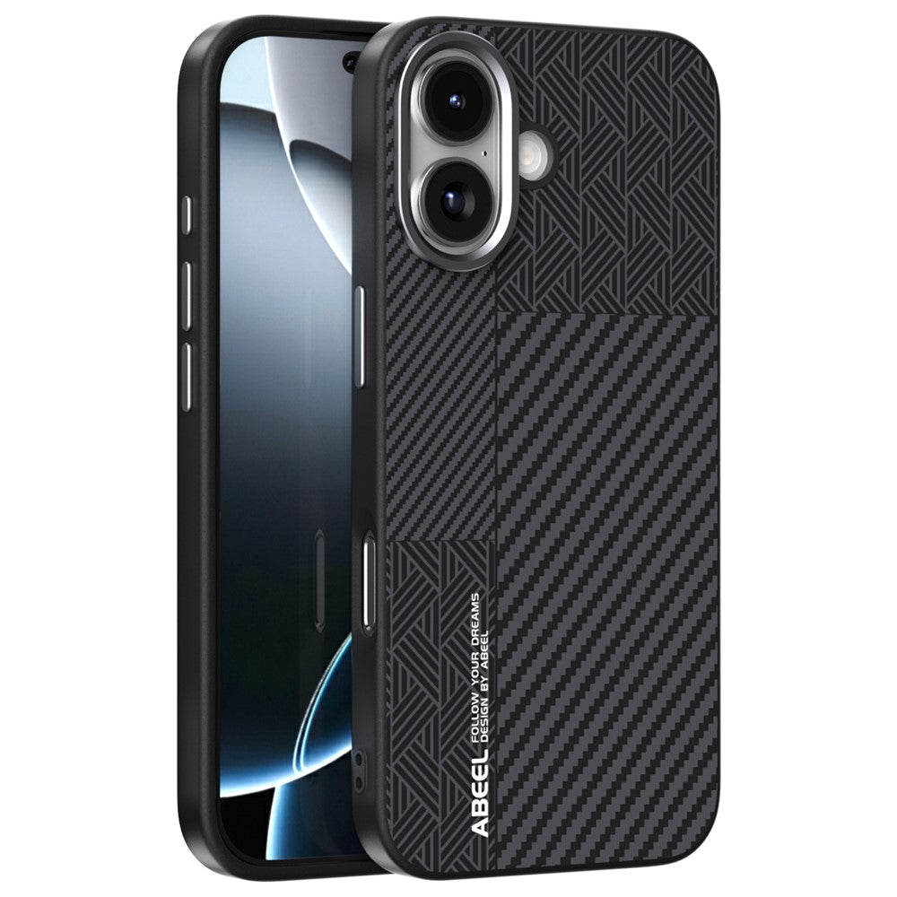 ABEEL For iPhone 17 Case PC + TPU + Aluminum Alloy + PU Leather Slim Phone Back Cover Compatible with MagSafe