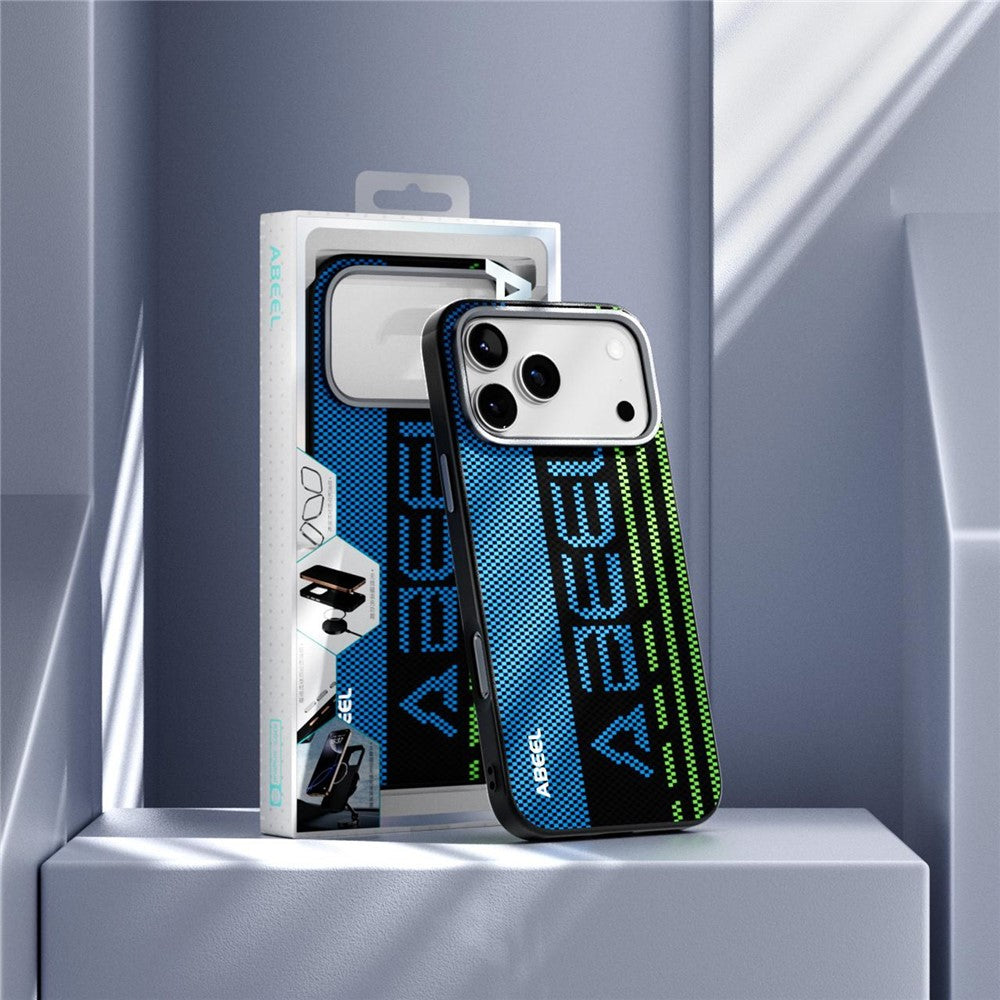 ABEEL For iPhone 18 Pro / 17 Pro Case Compatible with MagSafe Micro-Embossing 6D Printed PC TPU Aluminum Alloy Leather Phone Cover