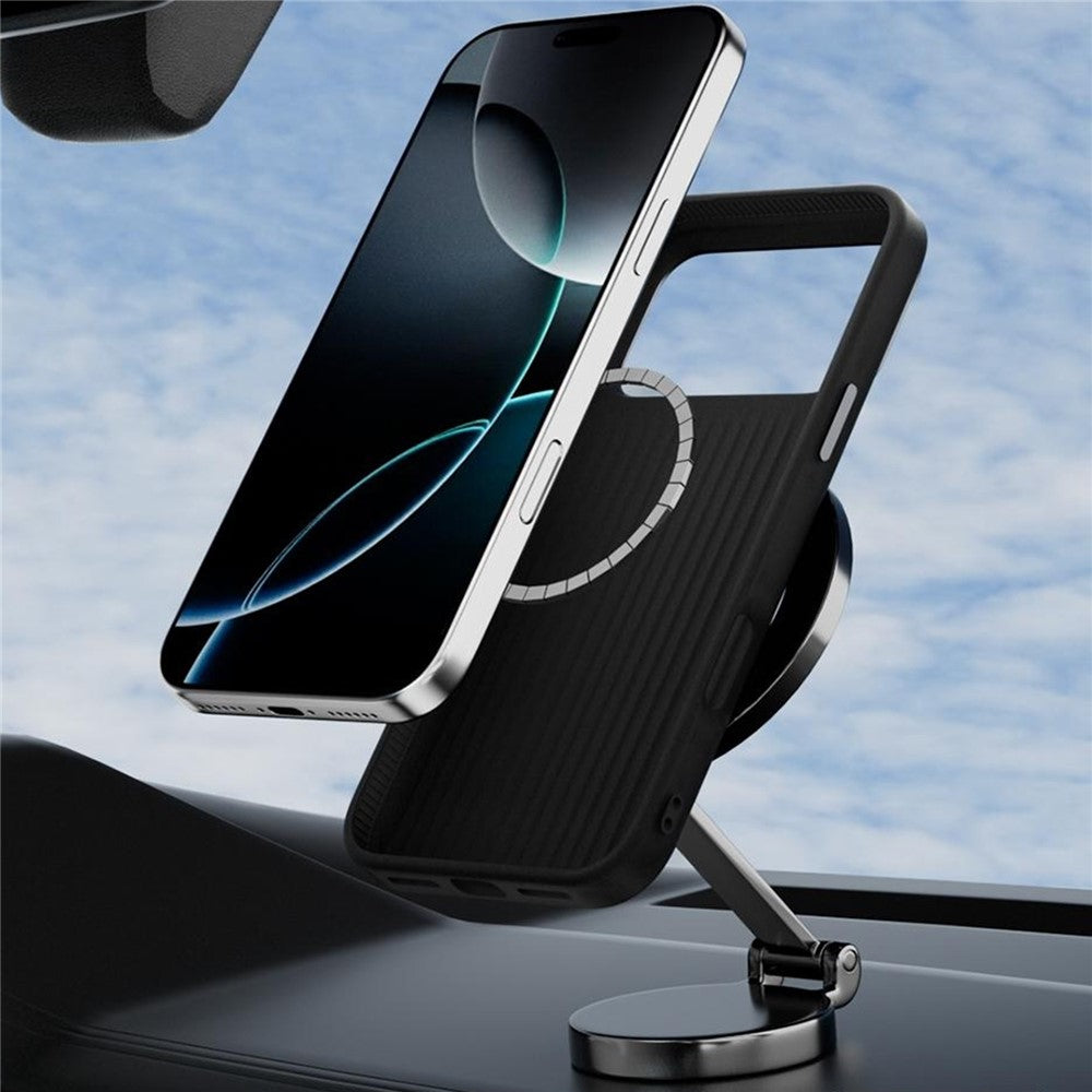 ABEEL For iPhone 18 Pro Max / 17 Pro Max Case Compatible with MagSafe Micro-Embossing 6D Printed PC TPU Aluminum Alloy Leather Phone Cover