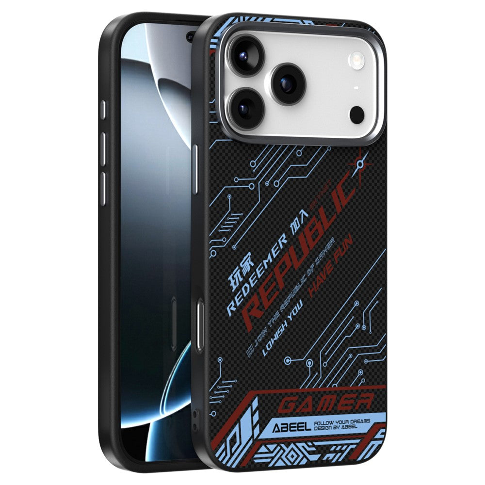 ABEEL For iPhone 18 Pro Max / 17 Pro Max Case Compatible with MagSafe Micro-Embossing 6D Printed PC TPU Aluminum Alloy Leather Phone Cover