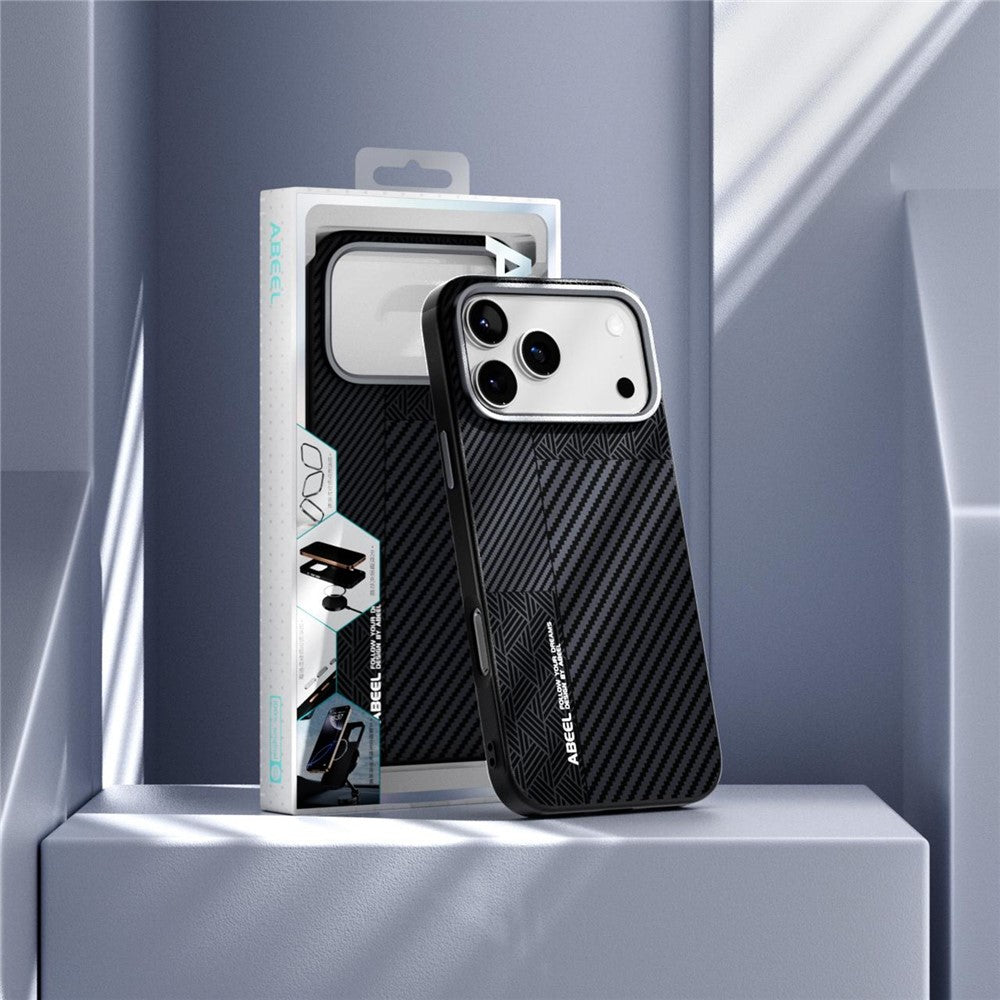 ABEEL For iPhone 18 Pro Max / 17 Pro Max Case PC + TPU + Aluminum Alloy + PU Leather Slim Phone Back Cover Compatible with MagSafe