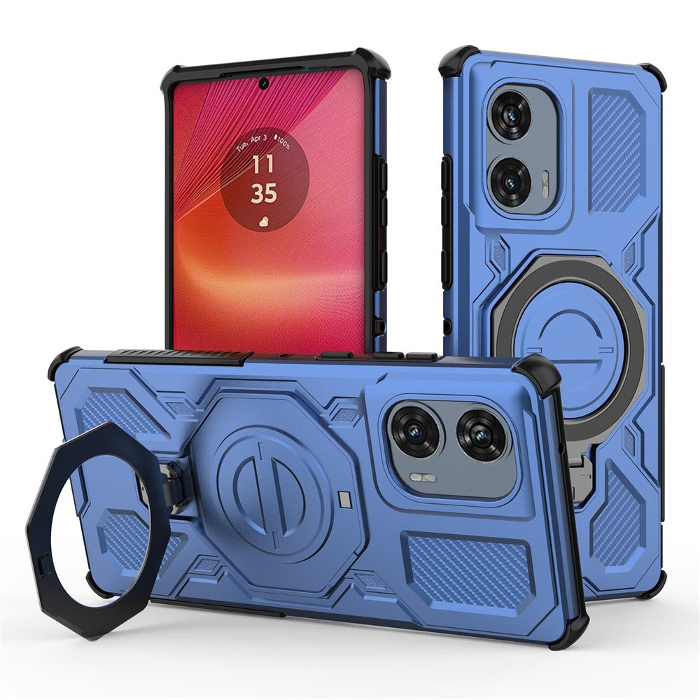 For Motorola Edge 50 Fusion 5G Magnetic Case Rotating Metal Kickstand PC + TPU Phone Back Cover