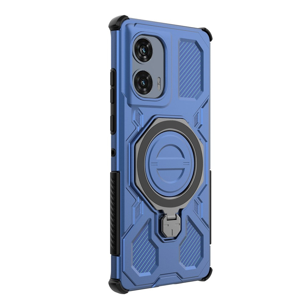 For Motorola Edge 50 Fusion 5G Magnetic Case Rotating Metal Kickstand PC + TPU Phone Back Cover