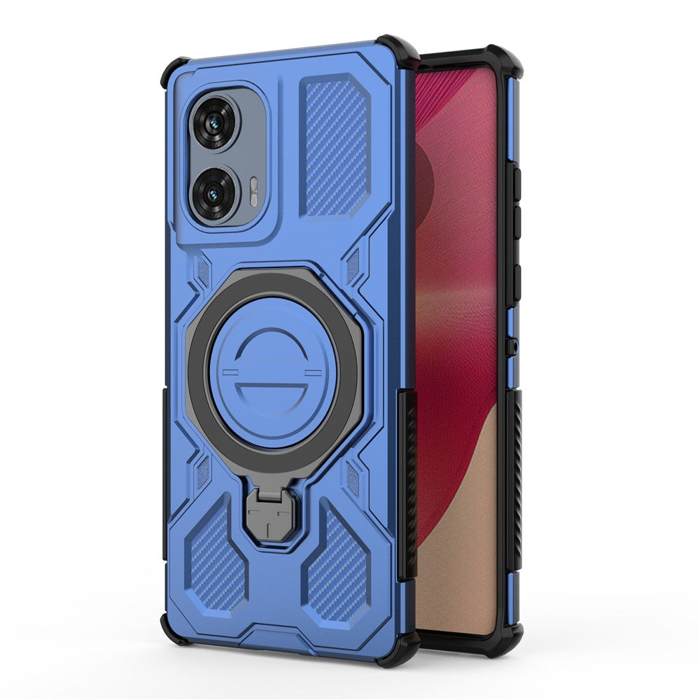 For Motorola Edge 50 Fusion 5G Magnetic Case Rotating Metal Kickstand PC + TPU Phone Back Cover