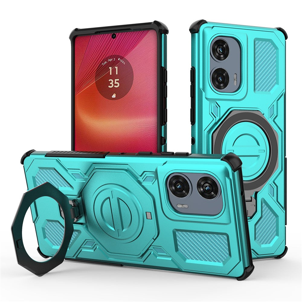 For Motorola Edge 50 Fusion 5G Magnetic Case Rotating Metal Kickstand PC + TPU Phone Back Cover