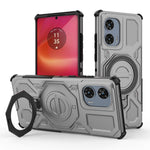 For Motorola Edge 50 Fusion 5G Magnetic Case Rotating Metal Kickstand PC + TPU Phone Back Cover